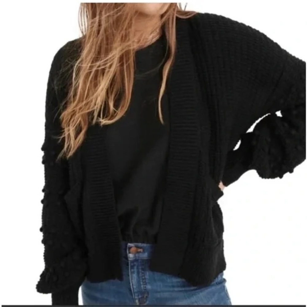 Madewell Black Bobble Sweater Open Cardigan EUC Lg